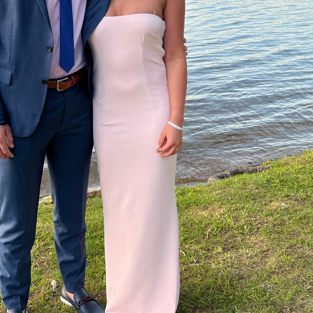 REVOLVE Pink Maxi Strapless Dress with open back